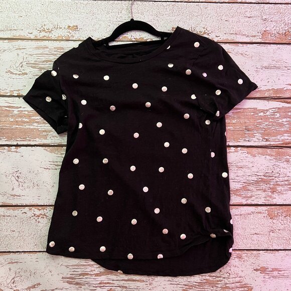 Old Navy Tops - Old Navy Black with Silve Polka Dots Tee